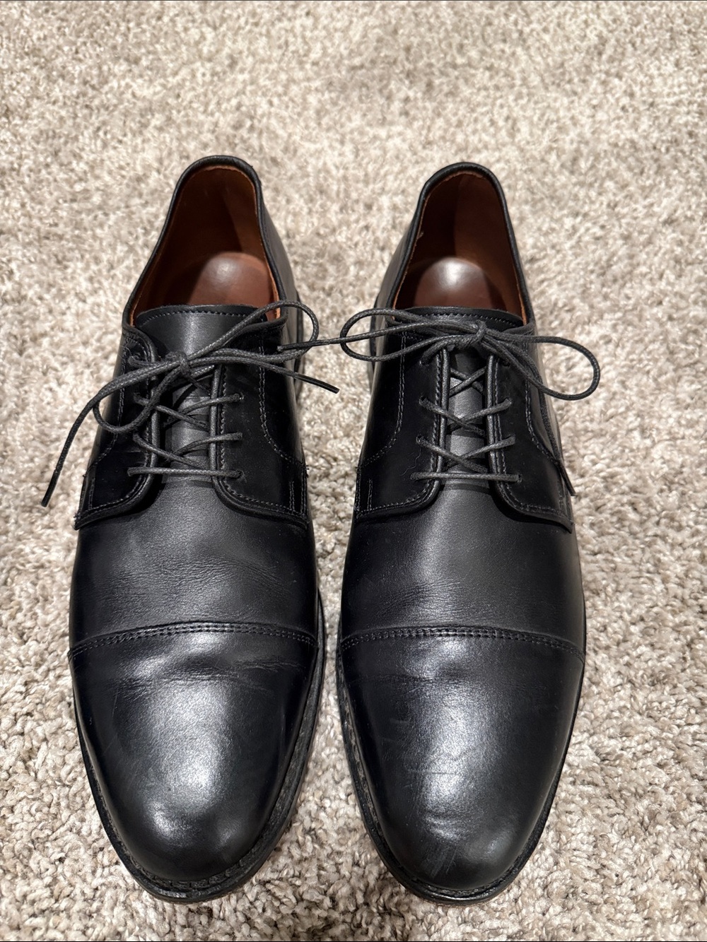 Allen Edmonds Black Cap-Toe Oxford Lace-Up Dress Shoes-Riverside